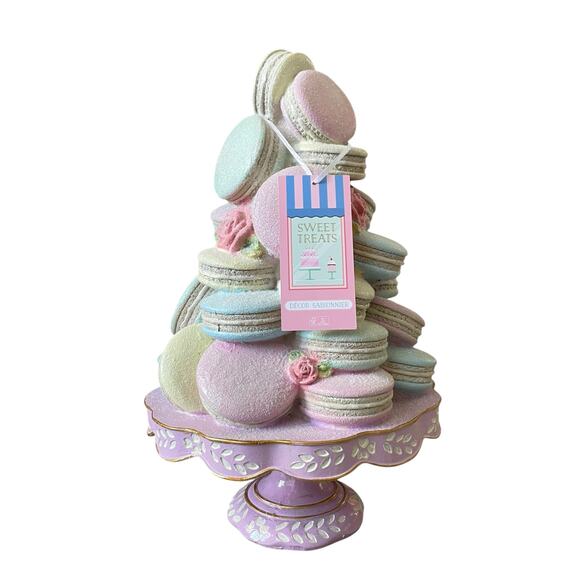 Sweet Treats Pastel Macarons on a Pedestal Stand 16in Easter Holiday Decor NEW - Picture 2 of 15